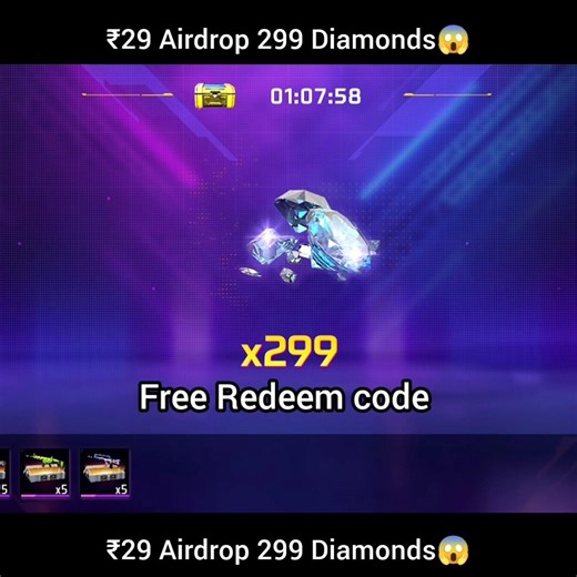 ₹29 Airdrop 299 Diamonds😱 Free Redeem Code #freefire #shorts #redeemcode #29airdrop