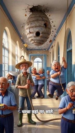 🐝 Beehive Falls in School! Grandma’s Funny Bee Chase & Gardener Hero Rescue 😱😂 #shorts
