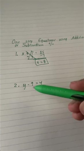 One step equation using + or - #maths