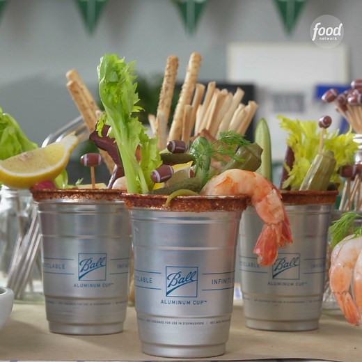 Build the ultimate Bloody Mary bar so your guests can take their drinks to the NEXT level! 💥 (The cups keep your drink super cold and they're 100% recyclable!) #ReadySetCook Get the recipe: https://foodtv.com/3GVd6Ik | Food Network