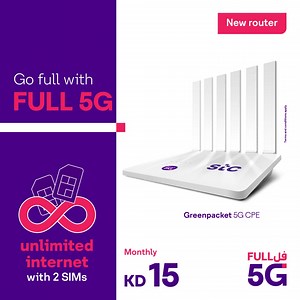 1K views · 11 reactions | Get the all new Green Packet 5G CPE router with stc, with our internet postpaid plan, and enjoy unlimited internet with 2 shared SIMs for just KD 15 monthly. Shop now on stc channels or call 115 to find out more. https://www.stc.com.kw/en/greenpacket-5G-cpe-form | stc Kuwait | Facebook