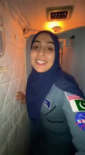 How astronauts sleep (strapped to the wall) #hijabiscientist #zerogravity #fyp #viral #iss