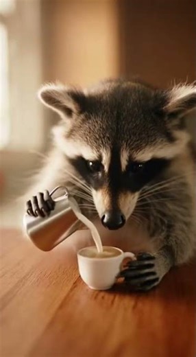 Raccoon Makes a Tiny Latte — Mini Barista!