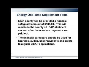 Low Income Energy Assistance Program LIEAP One Time Supplement Touchpoint