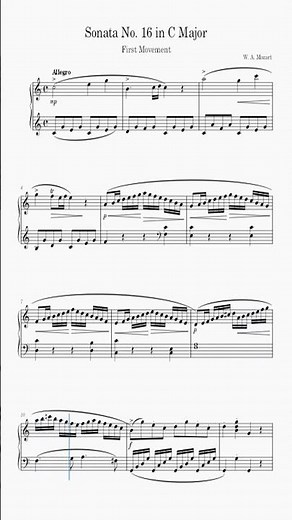 W. A. Mozart - Sonata No. 16 (K. 545, 1st Movement) #shorts