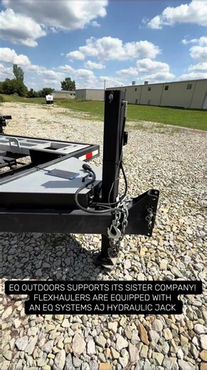 EQ Outdoors proudly supports our sister company, EQ Systems! Every #Flexhauler is equipped with an AJ Hydraulic Jack—engineered and manufactured by EQ Systems for unmatched performance and reliability 🌟🔥💪 *patent pending* #EQOutdoors #EQSystems #Trailer