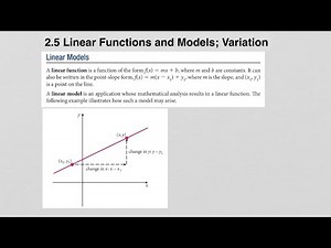 2.5 Linear Functions and Models; Variation