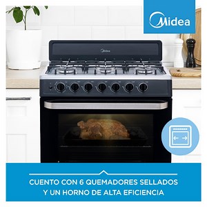 La Estufa de Piso Plus Chef Black tiene una cubierta 100% de acero inoxidable que da un look moderno a tu cocina y la vuelven muy fácil de limpiar. #MideaElMejorEquipoParaTuHogar | Midea Centroamérica