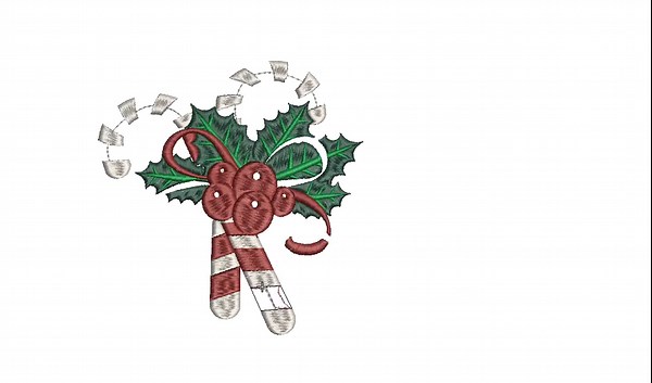 Christmas Candy Cane Embroidery Design: Holly, Berries, Ribbons (12 Sizes) - Etsy
