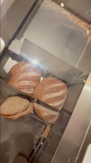 Industrial Bread Slicer Machine Cuts Artisan Loaves with Precision | Bakery Automation Process