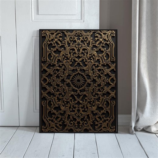 Moroccan Black & Gold Wall Art Printable | Islamic Ornamental Pattern | Digital Download Luxury Moroccan Decor - Etsy France