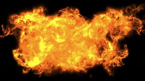 Dramatic Explosion Unleashing Fiery Flames Against a Dark Background - Logo or Text Intro