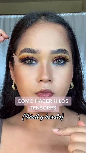 Como hacer hilos tensores en casa, fácil y barato 💸 #hilostensores #facelift #faceliftmakeup #eyebrowlift #hackdemaquillaje #viral IG: carmencamposa