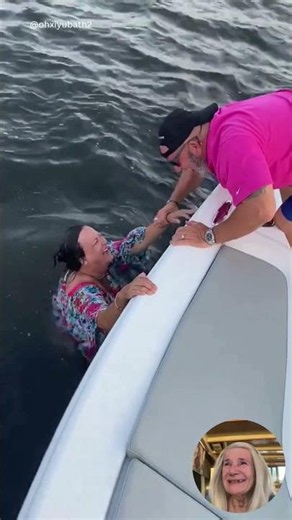 She Fell Off The Boat And Couldn't Get Back On 😱 #fail #funny