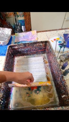 When Water Marbling paper with one hand a stick comes in handy... 😆💕 | Raynbow Crow Studios