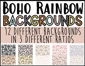 Boho Rainbow Digital Backgrounds | 3 Sizes