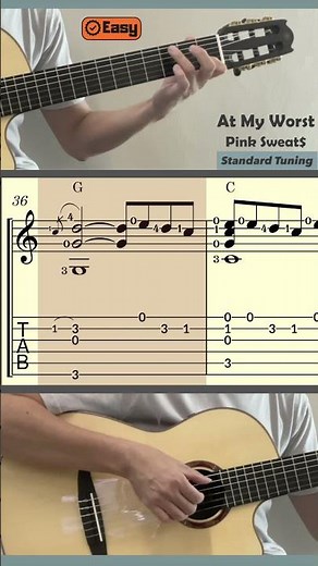 At My Worst / Pink Sweat$ (Easy Guitar) #guitartab #fingerstyleguitar #guitar #atmyworst