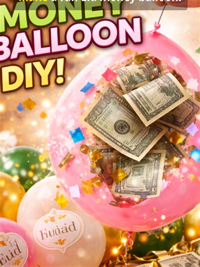 Make a fun Eid Money Balloon DIY using simple materials at home. This Eid Money Balloon DIY is a creative way to surprise someone with a cash gift. Just add money and confetti into a balloon, decorate it, and pop for an exciting reveal. Perfect for Eid gifts. Follow for more inspiring DIY projects. 🎈💸 #eid, #eiddiy, #eidgiftideas, #ramadan, #diyprojects, #diydecor, #balloondiy, #giftideas, #homedecor, #craftideas