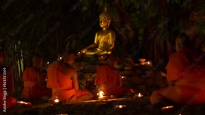 Monks chanted Buddhist ceremony at Chiang Mai, Thailand country.