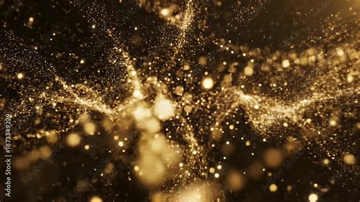Golden Particle Stream - This video features a dynamic display of golden particles that create flowing streams and blurred bokeh. The warm light and soft focus generate an ethereal and luxurious feel.