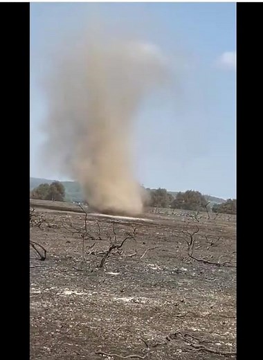 Dust Devil spotted in a wildfire aftermath by firefighters in Dorset
