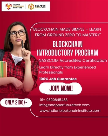 Indian Blockchain Institute | BLOCKCHAIN MADE SIMPLE – FROM GROUND ZERO TO MASTERY The demand for blockchain professionals is accelerating across industries—and now is... | Instagram