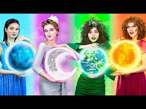 Feuermädchen, Wassermädchen, Luftmädchen und Erdmädchen / Vier Elemente im Wahren Leben