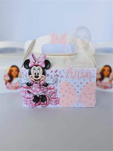 Pink Polka Dot Mouse Birthday Boxes | Personalized Bow Theme Party Favors - Etsy