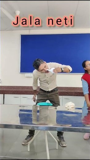 Ayurvedic "Jala Neti" process (nasal cleaning)#ayurveda #swasthvritta practical #bams #jalaneti