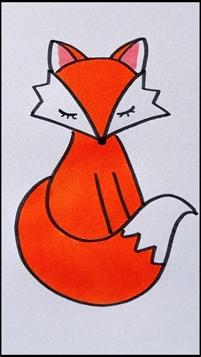 How To Draw a Cute Fox Super Easy! 🩷✨#art #cutedrawing #artInspiration