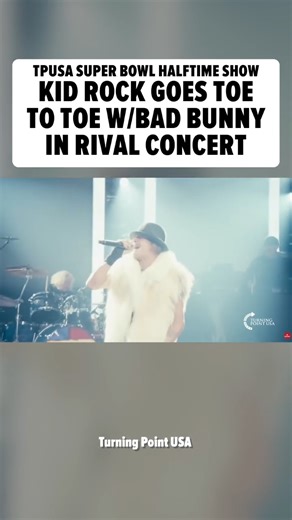 While Bad Bunny took one of the world's biggest stages Sunday, rocking the Super Bowl LX Halftime Show from Levi's Stadium, Kid Rock tried to outshine BB with his own concert for Turning Point USA. 🎥 Turning Point USA | TMZ