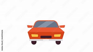 Car riding 2D object animation. Driving motor vehicle flat cartoon 4K video, transparent alpha channel. Road trip. Carpool service. Commute transport. Ride automobile animated icon on white background