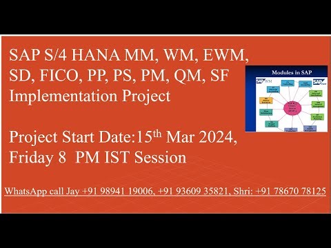 SAP S/4 Hana Implementation Project 15th March 2024. Call: Jay +9178670 78125