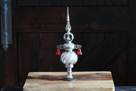 Kitschy Plastic Bradford Tree Topper, Vintage Christmas Decor, Christmas Tree Spire With Silver and Red Bells & Angel Hair, Collector Gift - Etsy