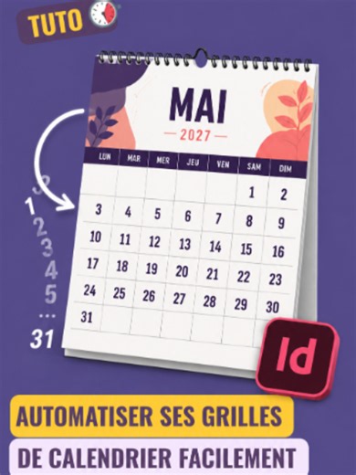 Gagne 1 heure sur InDesign ! 📷 La méthode pour automatiser toutes les dates de ton calendrier en 5 étapes. #indesign #AstucesDesign #calendrier