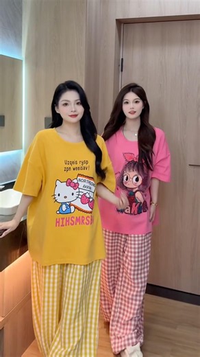 Bestie Matching Pajama Sets | Cute & Cozy Loungewear Goals #girlsoutfit #outfitideas #shorts