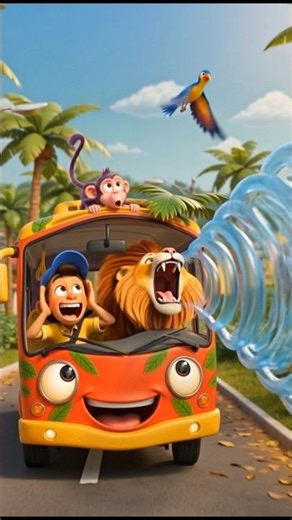 Jungle Bus Adventure with a Roaring Lion