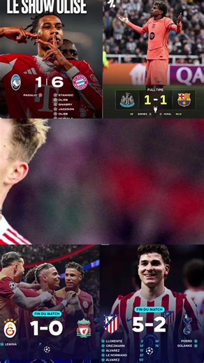 le Bayern fracasse l'atalanta chez eux , atletico madrid deroule et bat tottenham sur un score fleuve de 5 buts a 2 , lamine yamal sauve le barce à la dernière minute... #footballsport #ldc #bayern #barca #atlticomadrid @AMADY DIENG @Amzo Diallo @Naby_Sport @𝑫ÏØ𝑷 𝑳’Ø𝑹 🇸🇳🎱🇪🇸🏳️
