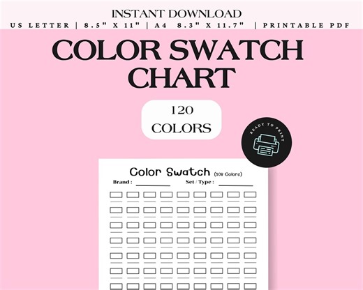 Color Swatch Chart Printable – Blank Color Palette for Artists – 120 Colors (PDF) - Etsy Canada