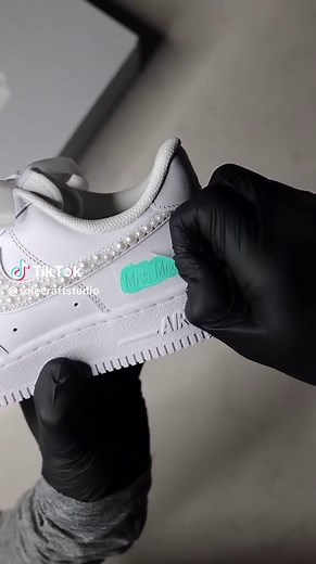 Custom Hand-Painted Wedding Sneakers in Tiffany Blue