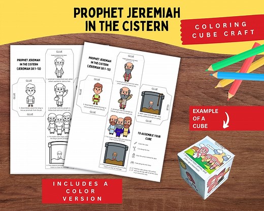 Prophet Jeremiah in the Cistern Coloring Cube | Jeremiah 38 Printable Craft | Bible Story for Kids | Sunday School Christian Activity - Etsy