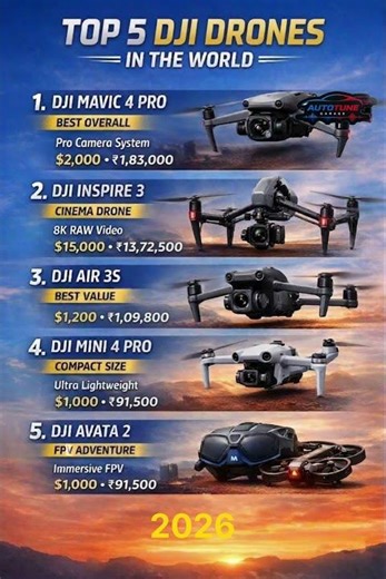 Top 5 DJI Drones for Beginners & Pros (2026) #drones #shorts #dji