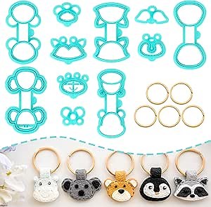 TAINSKY Animals Keychain Polymer Clay Cutter, Cute Polymer Clay Keychain Cutters, Boho Clay Cutters for Polymer Clay Jewelry, 11 Shapes Keychain Cutter, Penguin Polymer Clay Earring Cutters-A