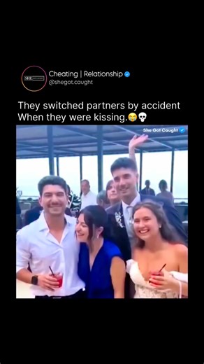 Cheating | Relationship | Love on Instagram: "It was supposed to be a sweet, picture-perfect moment friends gathered, drinks in hand, smiles all around. But in the middle of the celebration, things went hilariously off-script. As the couples leaned in during the chaos of laughter and movement, two people accidentally locked lips with the wrong partners. For a split second, no one noticed… until the reactions started to sink in. What followed was pure comedy awkward pauses, shocked faces, and ins