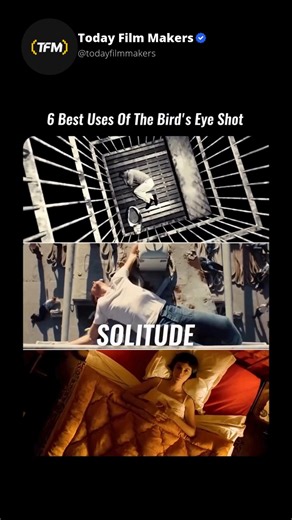 Today Film Makers 🎬 on Instagram: "The world sure looks… and feels… different from way up there.” 😇 An overhead shot is when the camera is placed directly above the subject. It’s somewhere around a 90-degree angle above the scene taking place. Overhead shots are also called a bird view, bird’s eye view, or elevated shot. Directors use Overhead Shot to shoot vertical action within a scene or to empower the viewer with an objective perspective or when they want to diminish actors in the frame. W