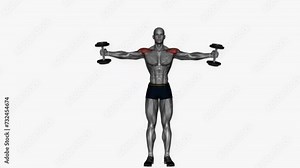 3d rendered animation of Bent arm lateral raise exercise example