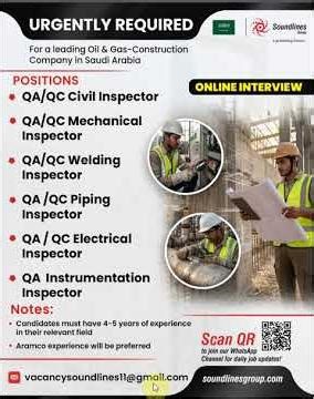 QA QC civil inspector required in KSA