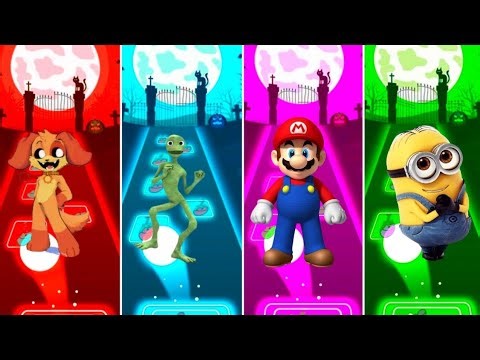Dog day poppy 🆚 dancing CGI alien vs Mario Bros vs minion tiles hop game