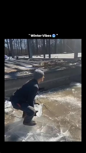 celeb on Instagram: "This video captures a highly dangerous real-world phenomenon involving thin ice and hidden water flow, which is one of the leading causes of winter accidents. Ice that appears solid can lose up to 50% of its strength when temperatures fluctuate around freezing, especially near construction sites, concrete edges, or moving water where heat transfer is higher. Flowing water erodes ice from below, creating invisible weak spots that can shatter instantly under body weight, as se