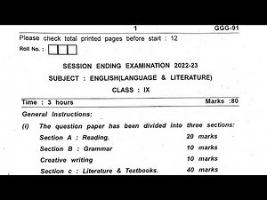 Class-9 ENGLISH / Annual Exam CBSE Question Paper 2023 For KENDRIYA VIDYALAYA (KVS) Students